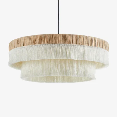 La Redoute Kavi Fringed Hanging Lamp in Raffia Ø50cm
