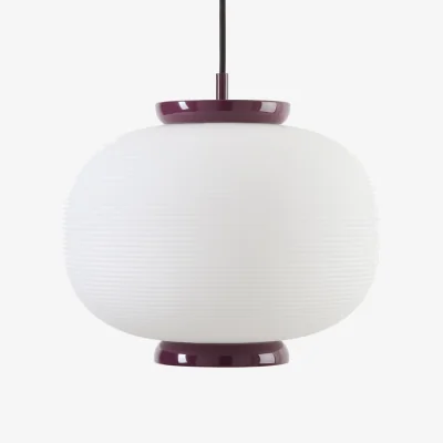 La Redoute Tilan Ceiling Light in Grooved Opaline Glass and Iron with Diameter 33cm