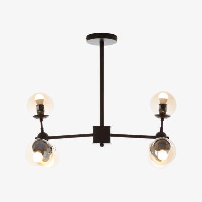 La Redoute Matt Black and Glass Orb 6 Bulb Ceiling Light