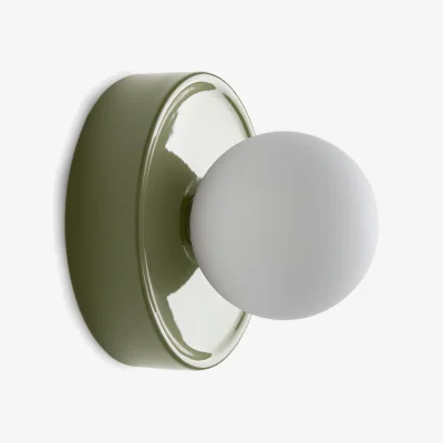 La Redoute Holi Round Wall Or Ceiling Light in Ceramic and Opaline Glass, Diameter 16.8cm