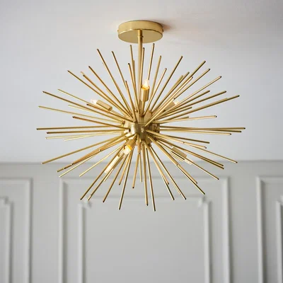 La Redoute Gold Deco Sunbrust Semi Flush Ceiling Light