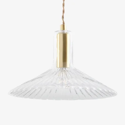 La Redoute Gramma Ribbed Glass/Brass Hanging Lamp Ø24.5cm