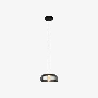 La Redoute Smoked Glass Flat Dome LED Ceiling Pendant