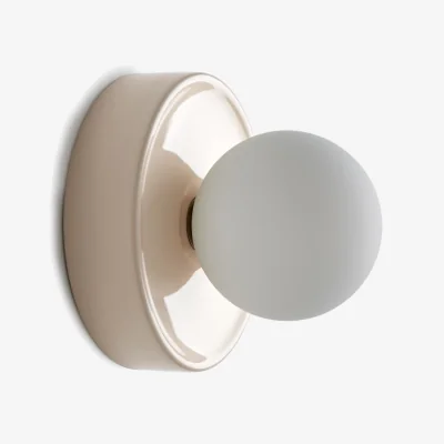 La Redoute Holi Round Wall Or Ceiling Light in Ceramic and Opaline Glass, Diameter 16.8cm