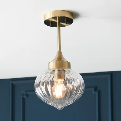 La Redoute Adden Semi-Flush Ceiling Light in Light Brass