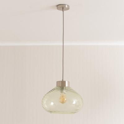 La Redoute Brushed Metal Ceiling Pendant Light with Spiral Glass Shade