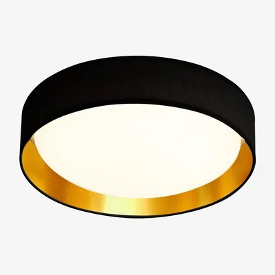 La Redoute 37cm Flush LED Black and Gold Ceiling Light with Shade