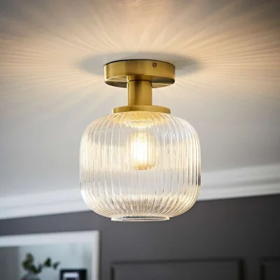 La Redoute Ribbed Glass Flush Ceiling Light