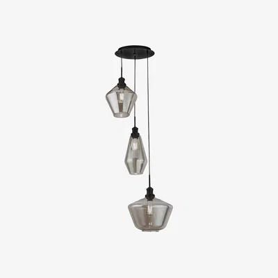 La Redoute Black Ceiling Pendant with 3 Contrasting Glass Shades
