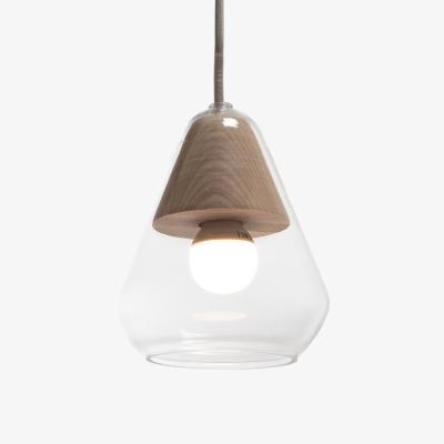 La Redoute Nasoa 14cm Diameter Glass & Wood Ceiling Light