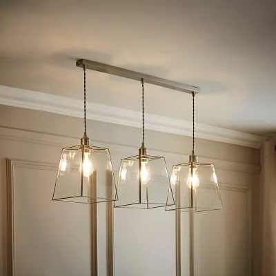 La Redoute 3-Drop Glass Brushed Chrome Diner Ceiling Light