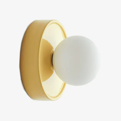 La Redoute Holi Round Wall Or Ceiling Light in Ceramic and Opaline Glass, Diameter 16.8cm