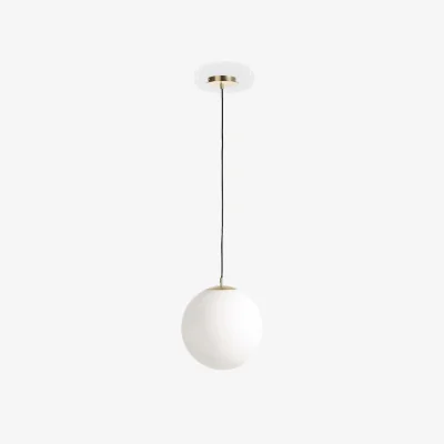 La Redoute Moricio 30cm Diameter Opaline & Brass Globe Ceiling Light