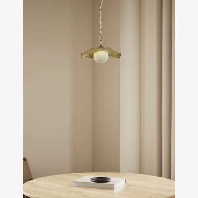 Marks & Spencer M&S Ombre Glass Flower Pendant Light Antique Brass