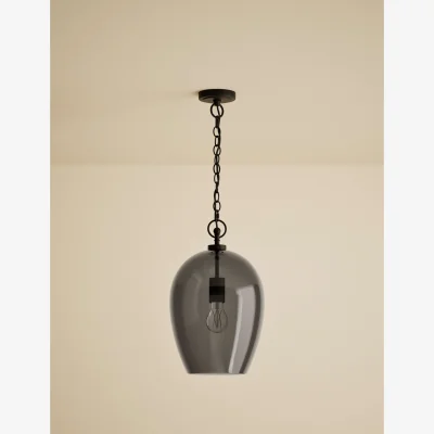 Marks & Spencer M&S Glass Bell Pendant Ceiling Light Smoke