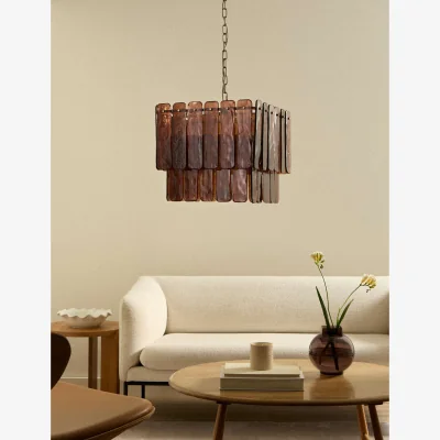 Marks & Spencer M&S Glass 2 Tier Square Pendant Light Brown
