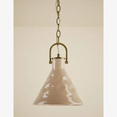 Marks & Spencer M&S Ceramic Mottled Cone Pendant Light Biscuit