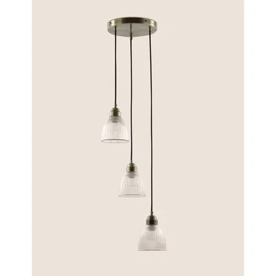 Marks & Spencer M&S Florence Glass 3 Multi Pendant Light - Silver, Silver