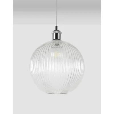 Marks & Spencer M&S Ridged Glass Ceiling Lamp Shade, Smoke,Champagne
