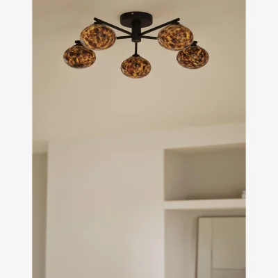 Marks & Spencer M&S Glass Tortoiseshell Flush Ceiling Light Black
