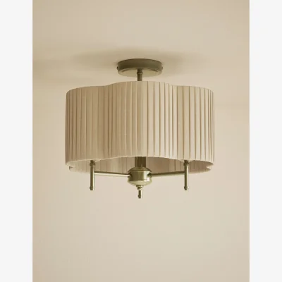 Marks & Spencer M&S Scallop Pleated Flush Ceiling Light Antique Brass
