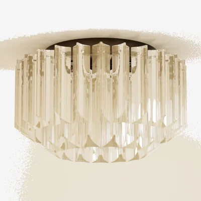 Marks & Spencer M&S Faceted Glass 2 Ring Flush Ceiling Light Champagne