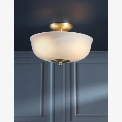 Marks & Spencer Laura Ashley Cossington Glass Semi Flush Ceiling Light Antique Brass