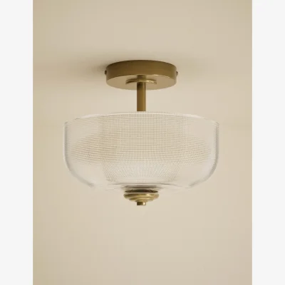 Marks & Spencer M&S Reeded Glass Ceiling Light Antique Brass