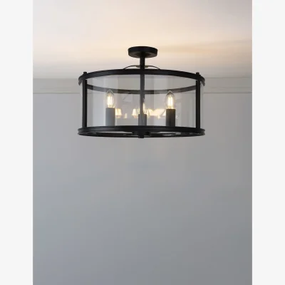 Marks & Spencer Laura Ashley Harrington 3 Light Semi Flush Ceiling Light Black