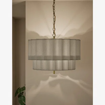 Marks & Spencer M&S Linen Scallop Fluted Pendant Light with Diffuser Natural