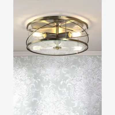 Marks & Spencer Laura Ashley Beckworth 3 Light Flush Ceiling Light Antique Brass