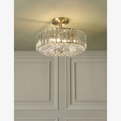 Marks & Spencer Laura Ashley Fernhurst Crystal Semi Flush Ceiling Light Antique Brass