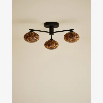 Marks & Spencer M&S 3 Light Tortoiseshell Flush Ceiling Light Black