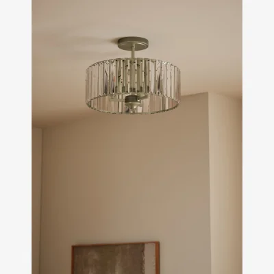 Marks & Spencer M&S Crystal Glass Flush Ceiling Light Antique Brass