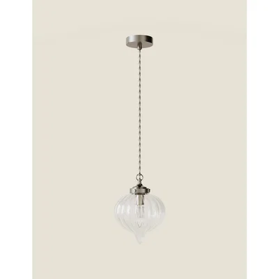 Marks & Spencer M&S Glass Teardrop Pendant Light - Pewter, Pewter