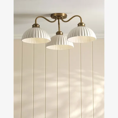 Marks & Spencer Laura Ashley Durford 3 Light Semi Flush Ceiling Light Antique Brass