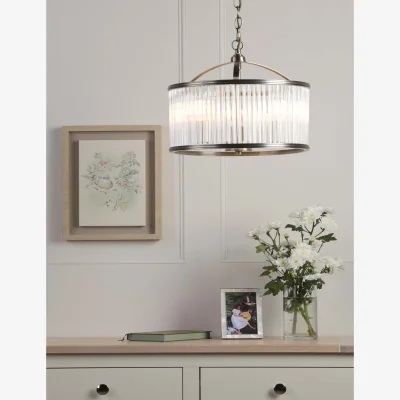 Marks & Spencer Laura Ashley Sutton Metal & Glass 3 Light Pendant Light Antique Brass