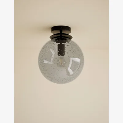 Marks & Spencer M&S Bubble Glass Globe Flush Ceiling Light Black
