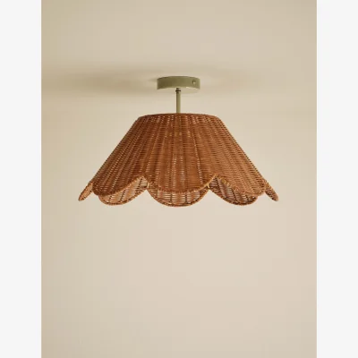 Marks & Spencer M&S Rattan Scallop Flush Ceiling Light Brown