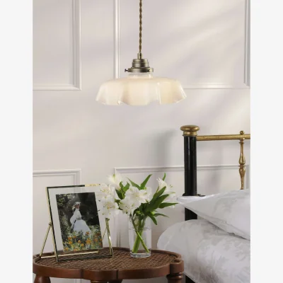 Marks & Spencer Laura Ashley Banham Fluted Glass Pendant Light Antique Brass