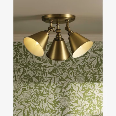 Marks & Spencer Joules Home Lighting Wollaton Metal 3 Light Plate Spotlight Antique Brass