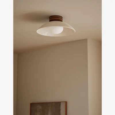 Marks & Spencer M&S Retro Wooden Ribbed Flush Ceiling Light Brown