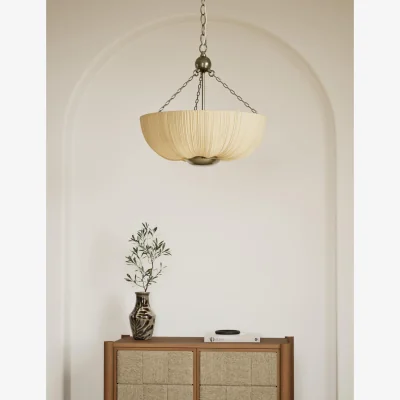 Marks & Spencer M&S Pleated Fabric Uplighter Pendant Light Antique Brass