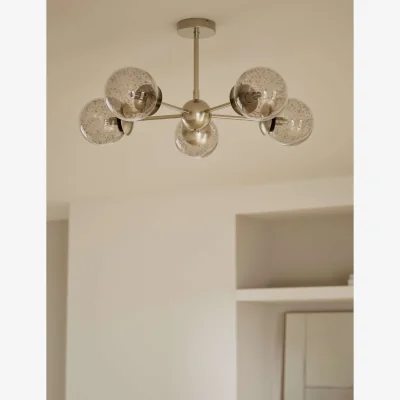 Marks & Spencer M&S Sputnik Bubble Glass 5 Arm Flush Ceiling Light Champagne