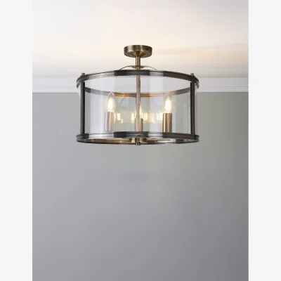 Marks & Spencer Laura Ashley Harrington 3 Light Semi Flush Ceiling Light Antique Brass