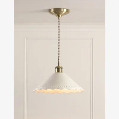Marks & Spencer Laura Ashley Daws Ceramic Scallop Pendant Light Antique Brass