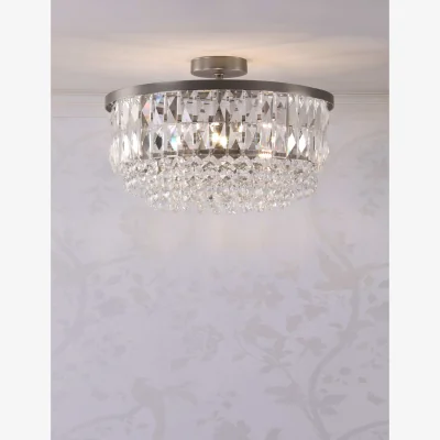 Marks & Spencer Laura Ashley Rhosill Crystal Semi Flush Ceiling Light Silver