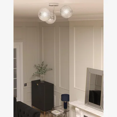 Marks & Spencer M&S Glass Medium Flush Ceiling Light - Chrome, Chrome