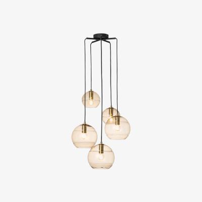 Made.com Mika Pendant Chandelier Light, Champagne, Grey & Brass