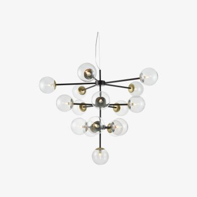 Made.com Globe Statement Pendant Chandelier, Extra Large, Black Antique Brass & Light Smoked Glass